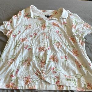 White Floral Button Up